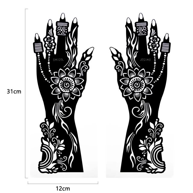 Henna Tattoo Stencil (Set of 2 floral)
